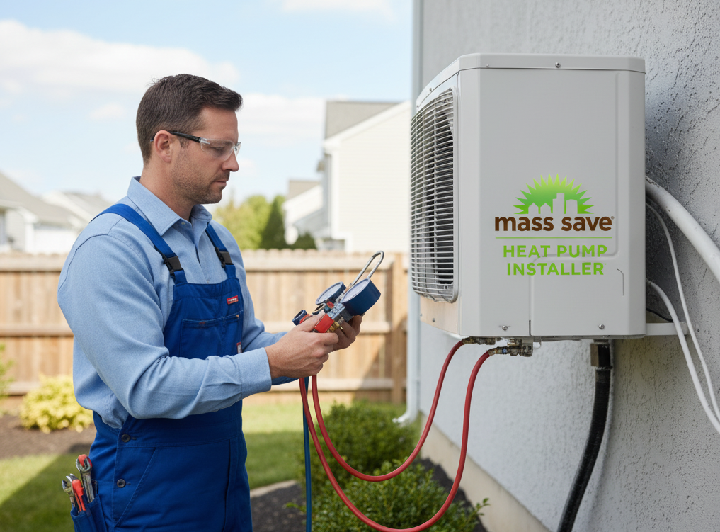 Professional technician working on HVAC equipment
